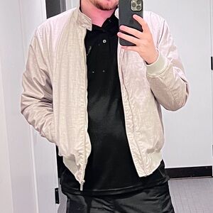 ZARA Men's Quilted Bomber Jacket - Gray Size Large